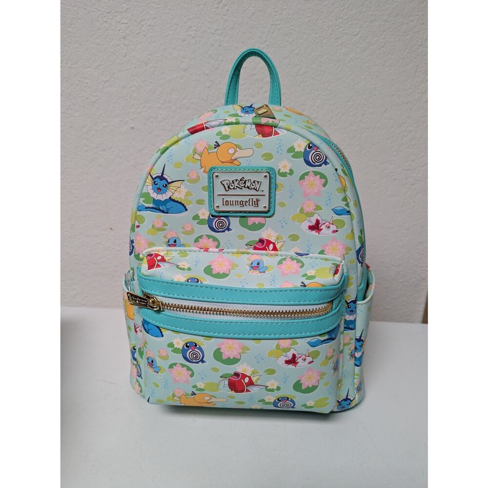 Loungefly Pokémon Water Type Lily Pad Allover Print Blue Mini Backpack NWT